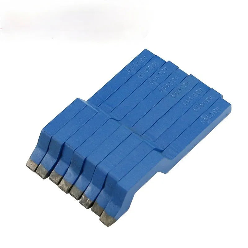 Steel stamping tool for curved alphanumeric characters on jewellery.