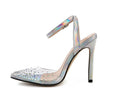Women's pointed diamond sandals with stiletto heels, PVC upper, sizes 35-42, foot length 225-250mm