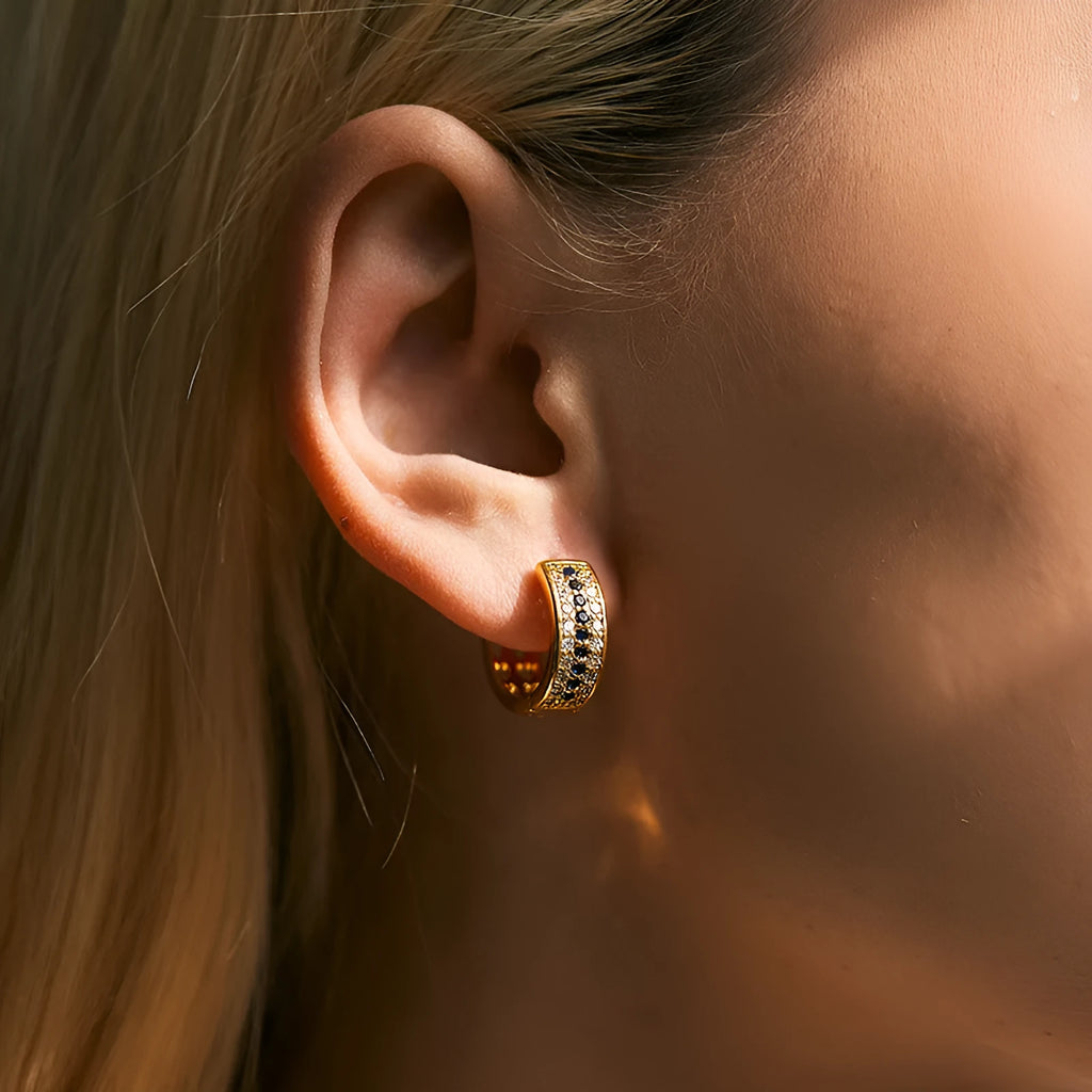 Round geometric women's copper earrings with electroplated 18K gold finish in colour KE1268