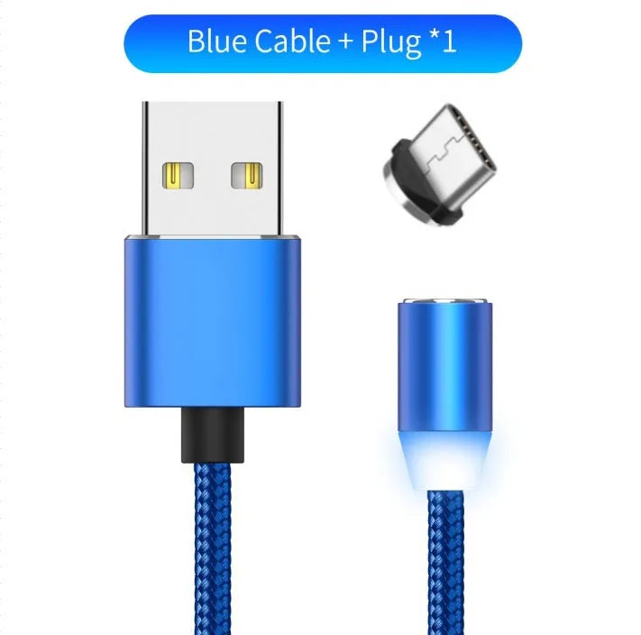 YBD magnetic LED charging cable with aluminium shell showing LED light indicator and magnetic connector