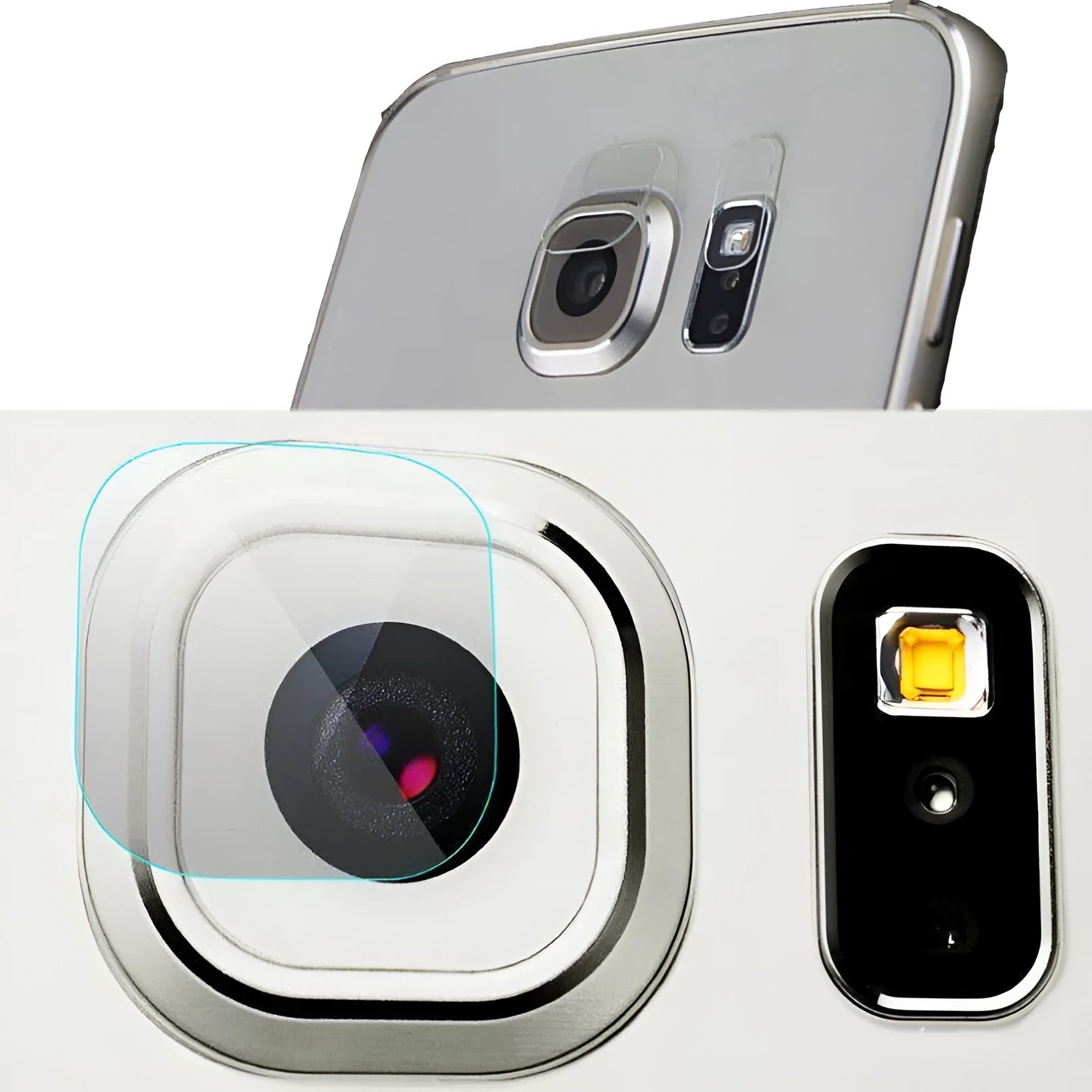 Tempered glass protective film for Samsung S7 edge and S8 phone camera lens.