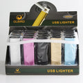Set of twenty metal rechargeable windproof cigarette lighters in assorted random colours.