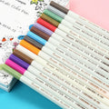 Boxed set of black card album colour metal-tip pens with plastic shells for office and stationery use.