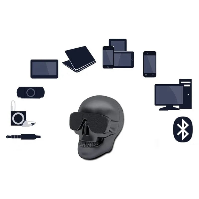 Skull Wireless Bluetooth Speaker in black, blue, gold, matte black, rose, or silver with compact design