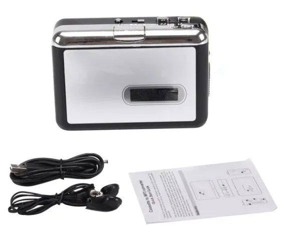 White USB cassette to MP3 converter and portable cassette player with USB 2.0, 112 x 80 x 31 mm, 148 g