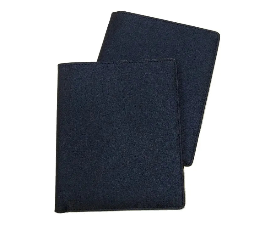 Blue imitation leather A5 notebook cover with a classic car line drawing design.