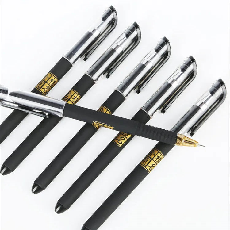 8 carbon black gel pens with quick-drying ink and anti-fatigue design in plastic construction