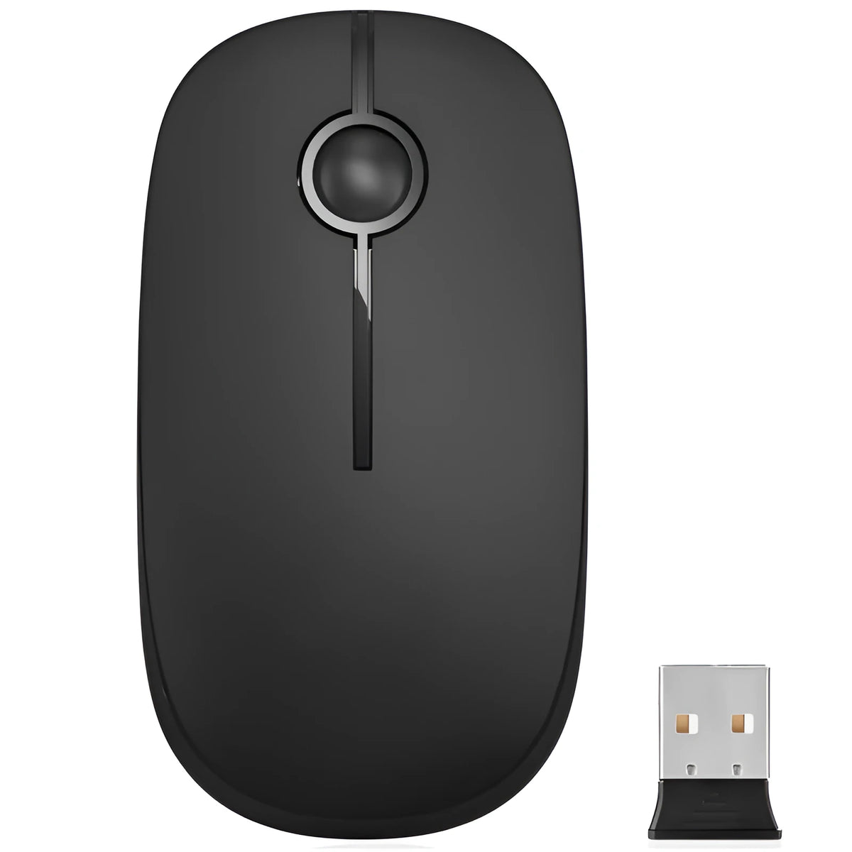 Black 2.4G wireless mouse, 120x66x36mm, compatible with Windows, Mac, Chrome OS and Linux