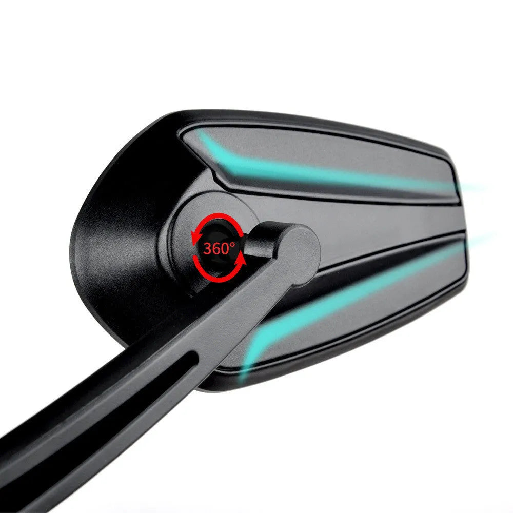 HD wide angle convex bicycle mirror with aluminium alloy base, 75mm x 125mm, fits 22-25mm handlebar