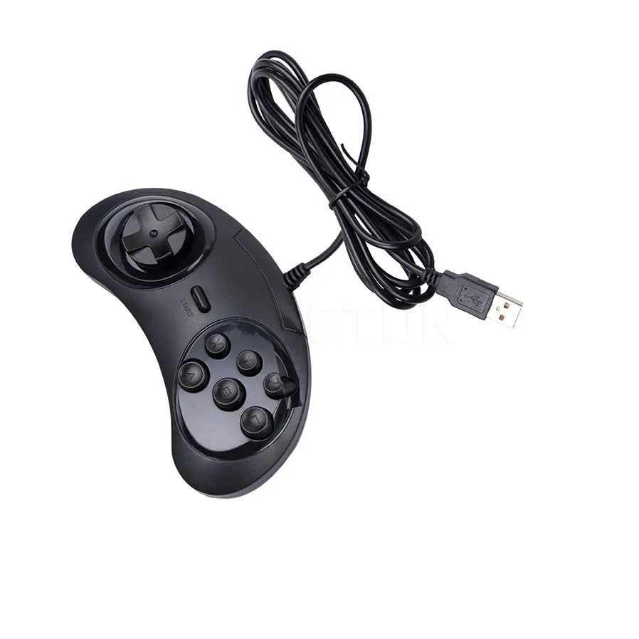 Black Sega USB PC game controller with 1.8-metre cable showing 15.5cm width