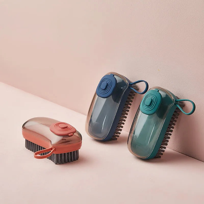 Blue automatic liquid cleaning brush with ergonomic grip measuring 12.5cm for shoe and laundry cleaning