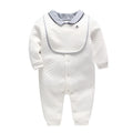 White long sleeve baby gentleman romper made from 100% cotton