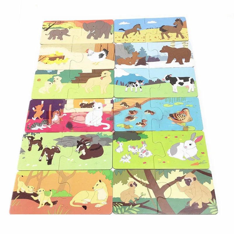 French educational puzzle toy with 12 matching pairs on paper plates for children over 2 years