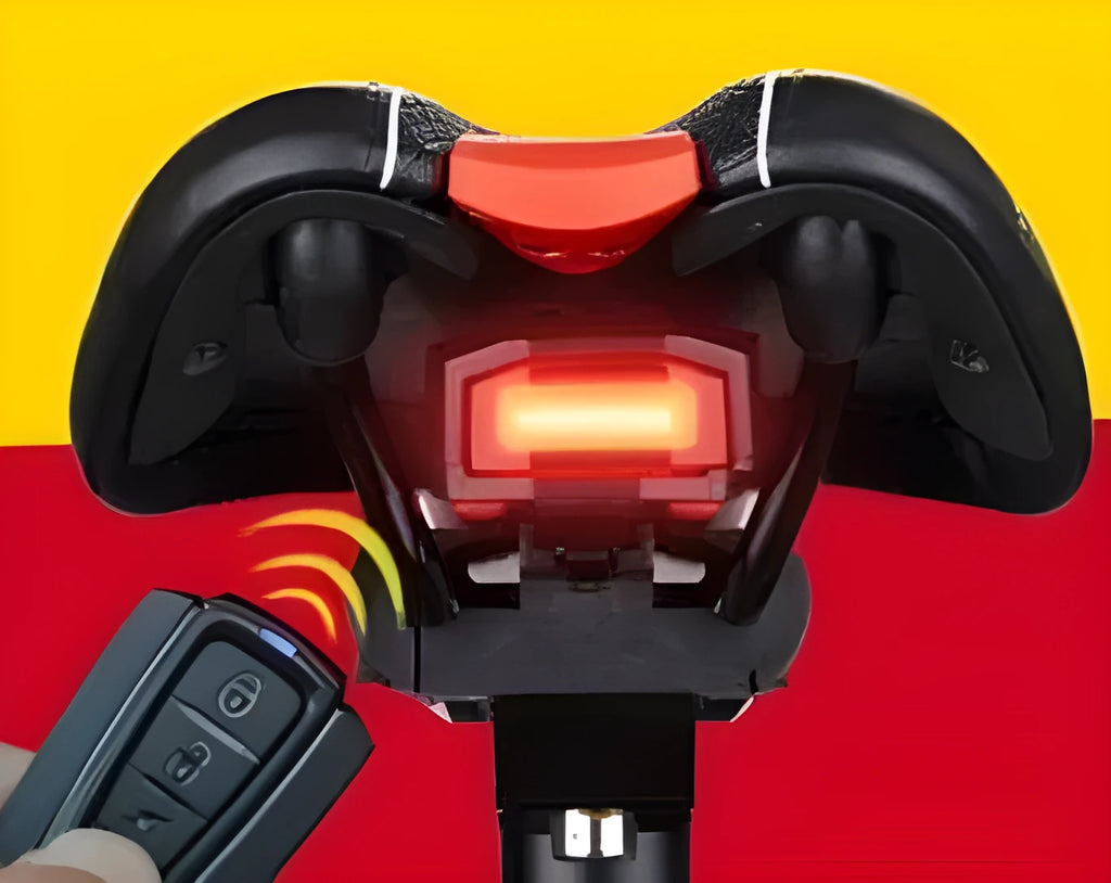 Remote control bicycle alarm and intelligent bike tail light set with USB cable, remote, brackets, straps, and screws