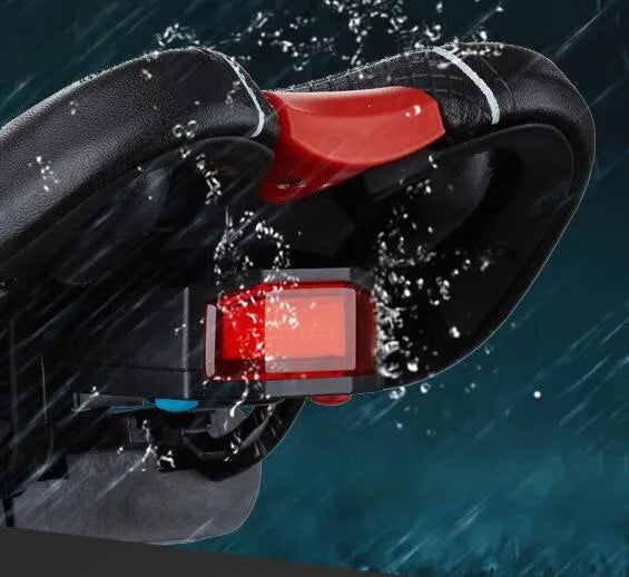 Remote control bicycle alarm and intelligent bike tail light set with USB cable, remote, brackets, straps, and screws