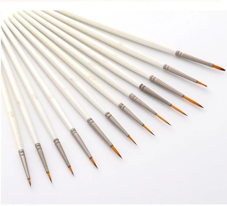 Pearl White fluorescent marker set with nylon wool hooks, nickel plated tubes, and solid wood holders for watercolour line art