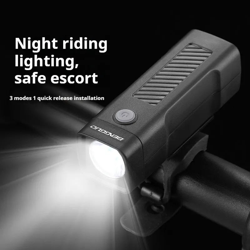 USB rechargeable bicycle headlight with quick-release strap bracket, 100 lumens brightness, and 500mAh battery