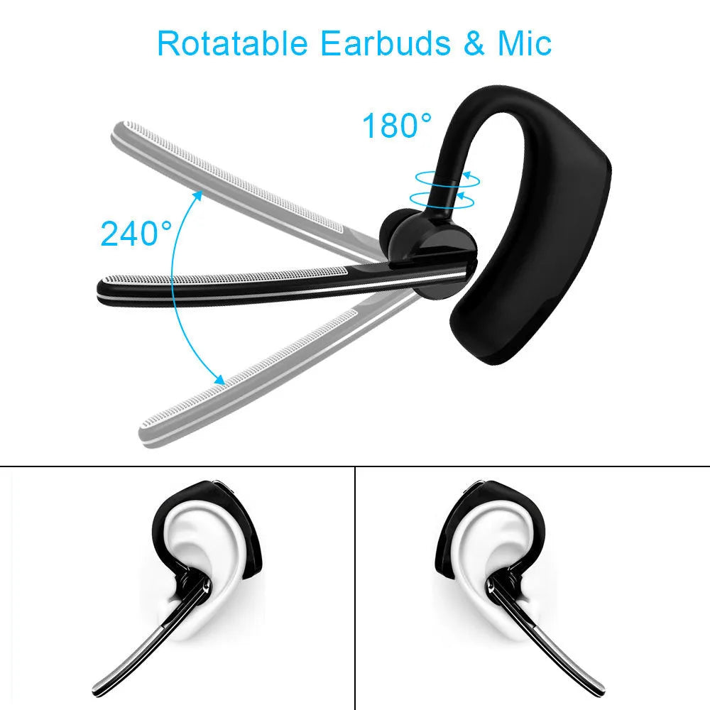 V9 Jerry style Bluetooth headset with single earbud and microphone on a soft black cable.