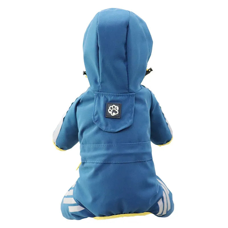 Dog raincoat four feet waterproof rain cape in pink, blue, or yellow, sizes S to XXL