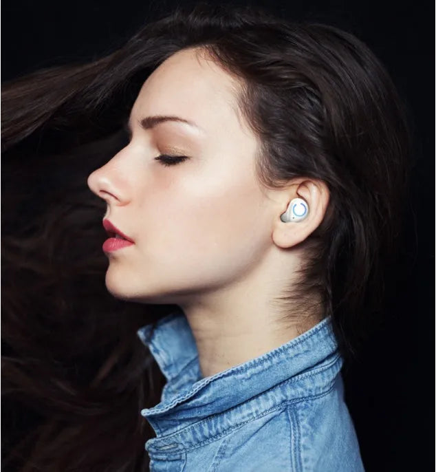 M18 true wireless stereo earphones in black or white with compact charging case
