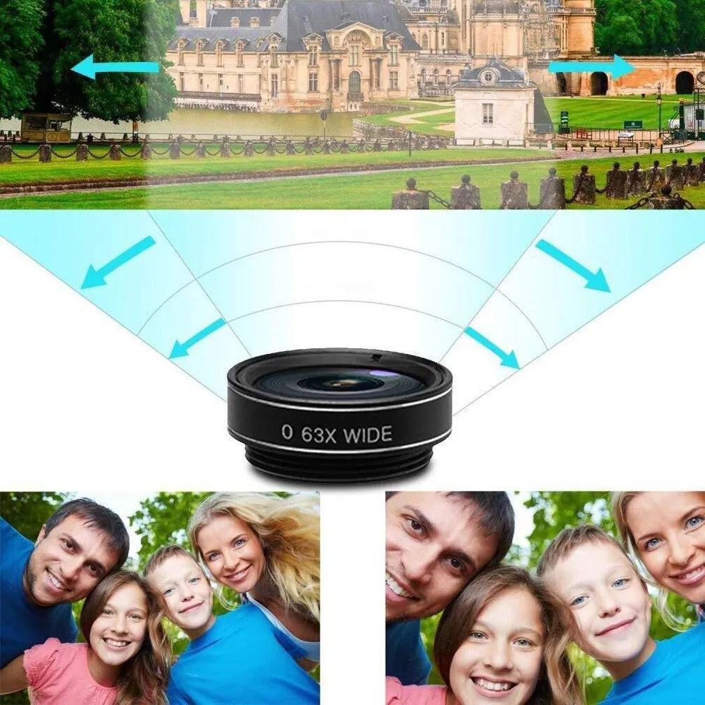 Black 10-in-1 set of external mobile phone camera lenses with aluminium-magnesium alloy housing.