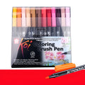 Set of water-based watercolour markers with soft brush tips in a 12-colour case.