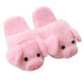 Pink pig floor slippers with short plush fabric and PP cotton filling, sizes 36-39