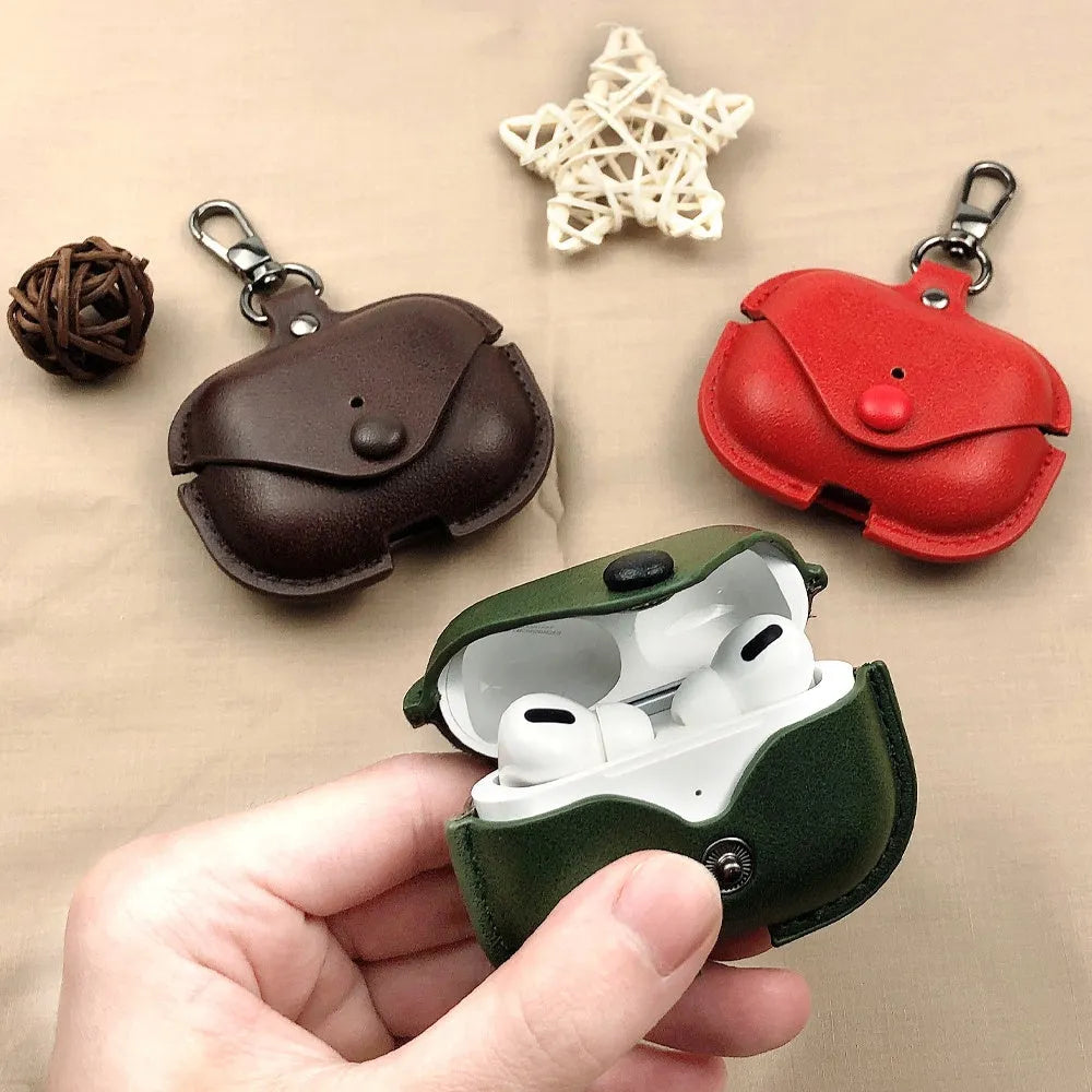 Hot Pressed Headphone Holster for AirPods Pro in black with cross pattern, showing dimensions 60.6mm x 45.2mm x 21.7mm
