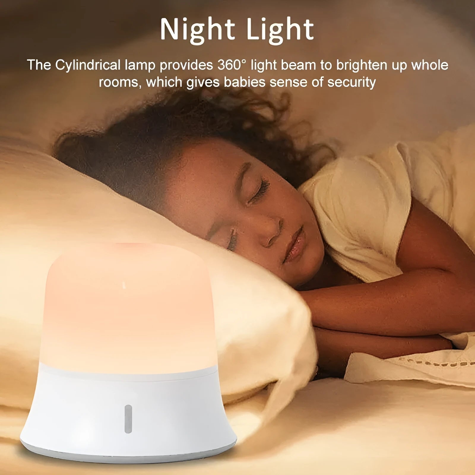 White bedside nursing night light with touch controls for dimming and colour selection.