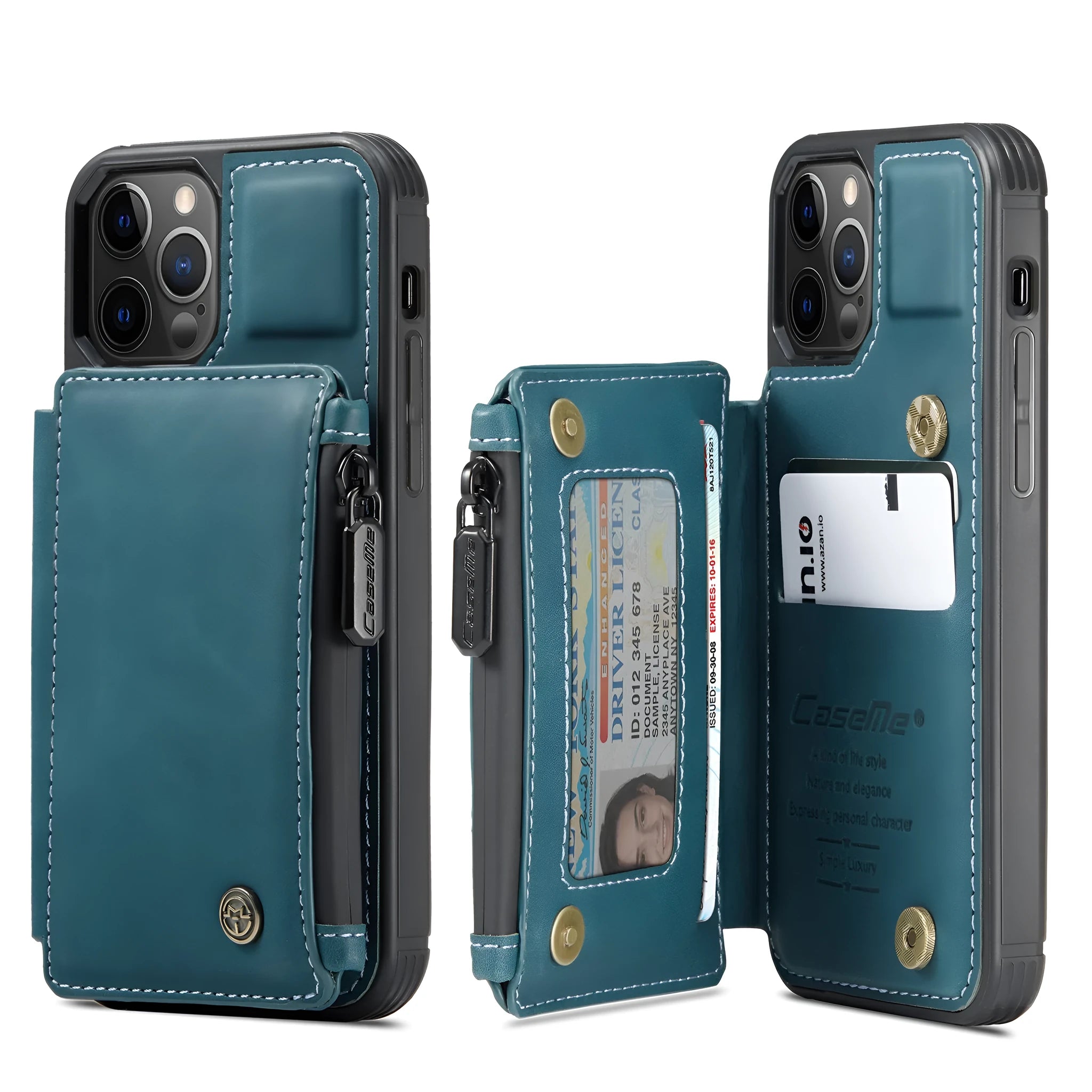 Black PU leather mobile phone case with anti-theft brush feature and detachable holster