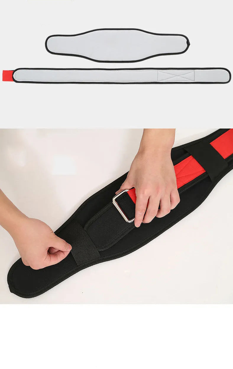 Fitness weightlifting waistband in black, red, or yellow colour, adjustable nylon construction for adult weightlifters