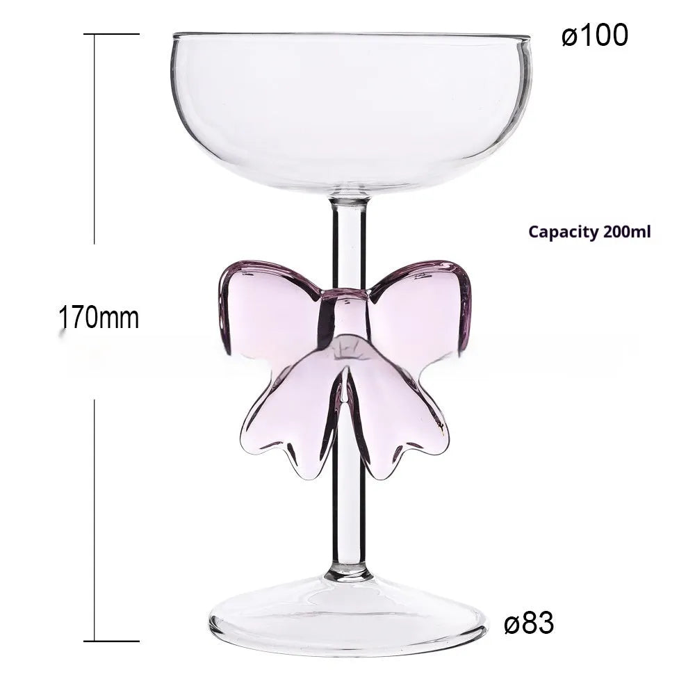 Handmade borosilicate glass bow candlestick holder with 2cm inner diameter and 7cm base, available in three heights