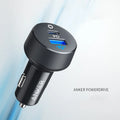 Dual-port car charger with 12-24V input, 5V-20V output, 3000mA current, 63 x 35 x 35mm, models A2229 and A2721