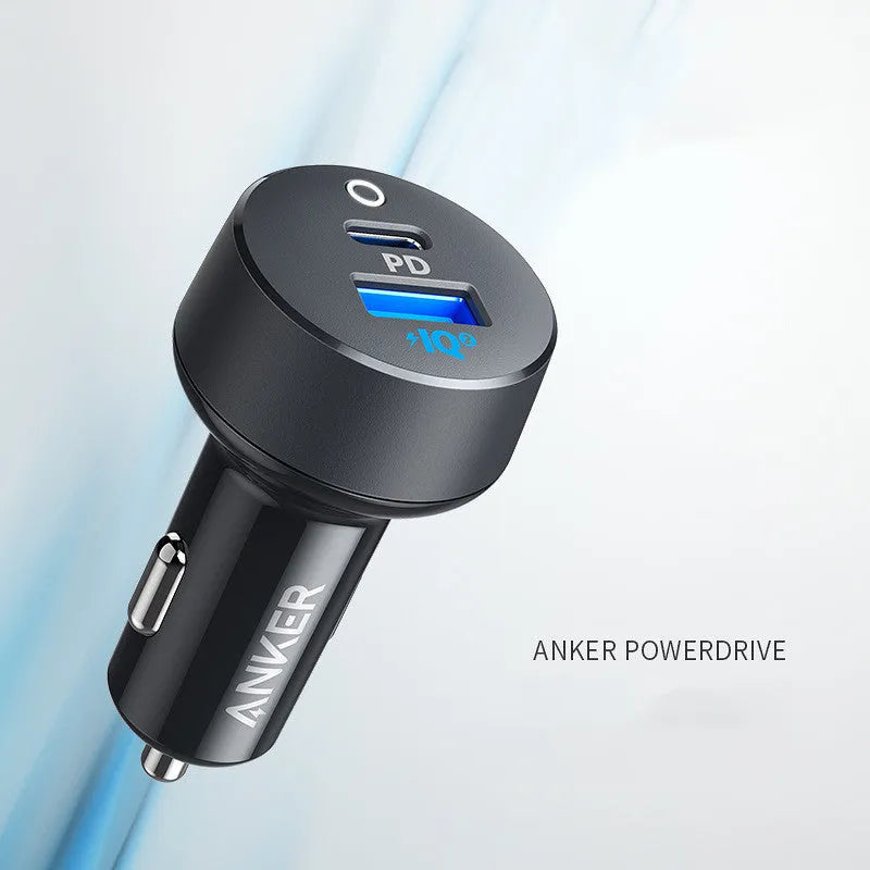 Dual-port car charger with 12-24V input, 5V-20V output, 3000mA current, 63 x 35 x 35mm, models A2229 and A2721