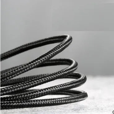 Android Micro USB charging cable with woven nylon braiding in grey black colour