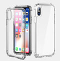 Transparent TPU shockproof iPhone case on iPhone 12, showing raised edges and clear back cover
