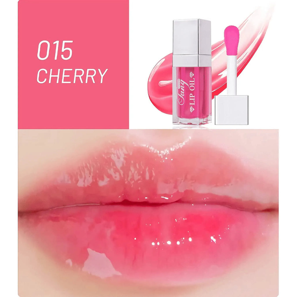 Bright hydrating mint lip gloss in five colour shades with lip essence oil