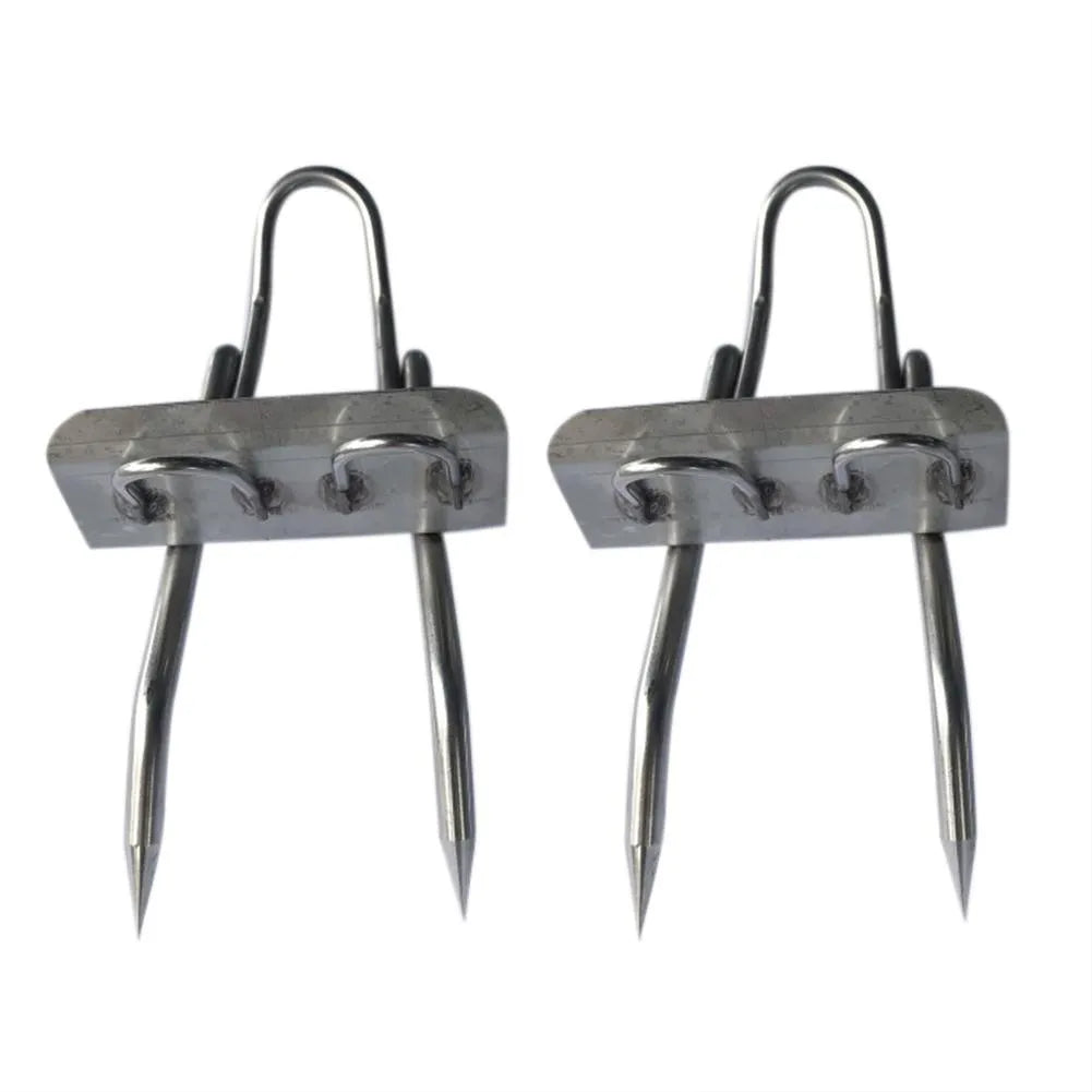 Pair of 304 stainless steel tree climbing spikes with sharp claws and two fastening straps