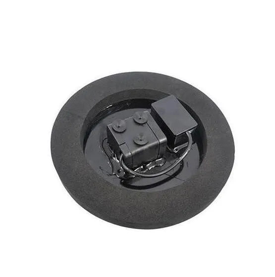 Black solar floating fountain with 4 nozzle attachments in garden pond setting