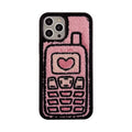 Pink TPU iPhone back cover case with a textured towel embroidery design.