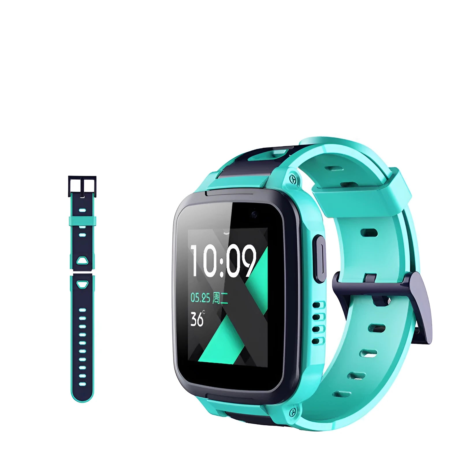SE5 children's phone watch with stainless steel wristband showing blue colour option