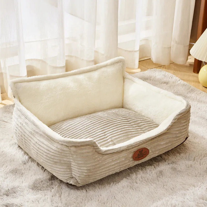 Removable cover pet bed for small and medium dogs and cats in coffee or white