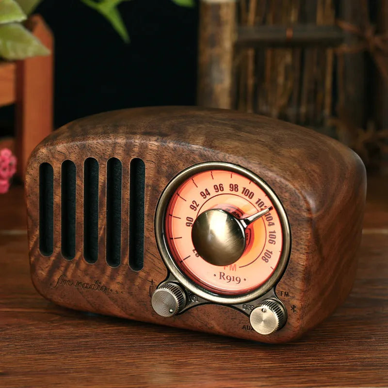 Retro wooden mini Bluetooth speaker in cherry wood or walnut finish