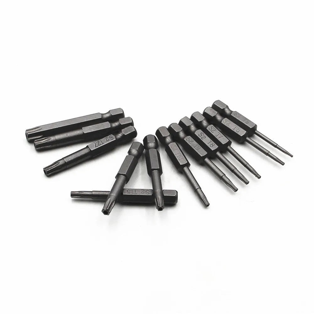 Hexagon handle screwdriver bit set showing 50mm, 75mm and 100mm length options with alloy construction