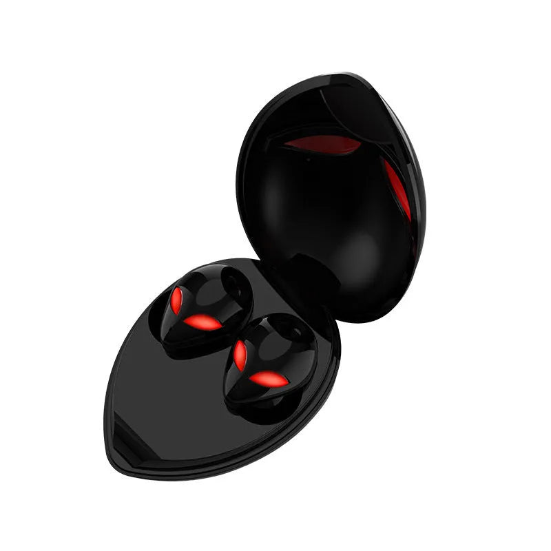 Creative Outer T8 Starman Bluetooth headset with alien design, wireless charging case, and 10mm speakers in black or white