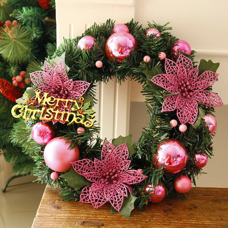 30cm multicolour plastic Christmas wreath for door and garden decoration in six colour options