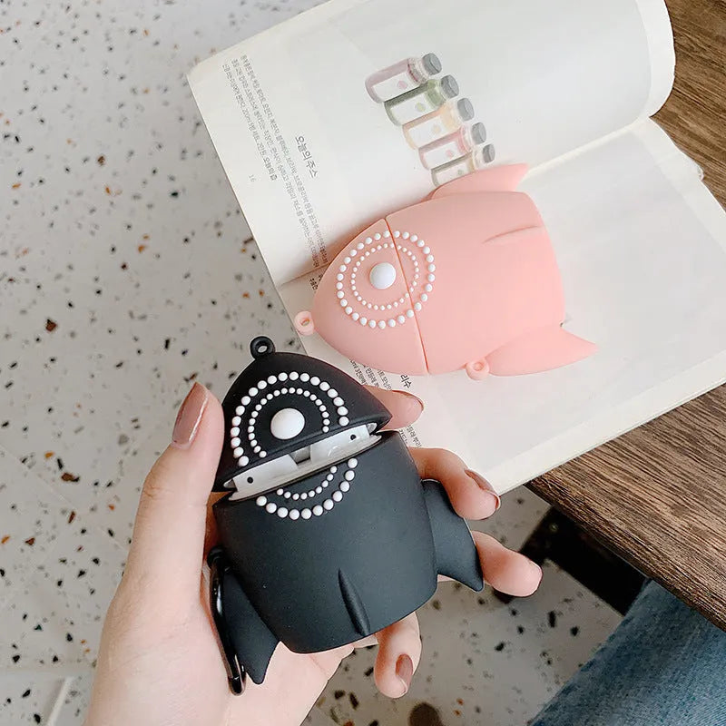 Black and pink silicone protective cases for Apple AirPods 1 and 2 charging cases