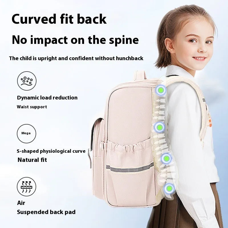 Student schoolbag in Oxford cloth with modern design, showing navy blue small size and royal blue large options