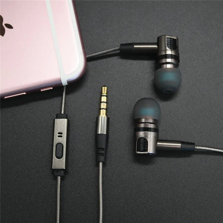 Titanium grey metal in-ear headphones with detachable cable and 8mm drivers