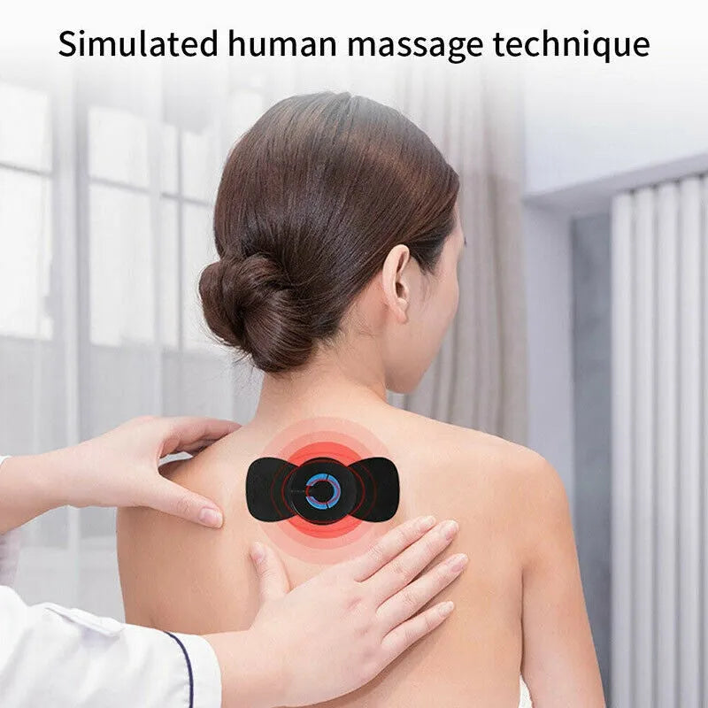 Black HQ-185 mini electric shoulder and neck massager with compact handheld design.